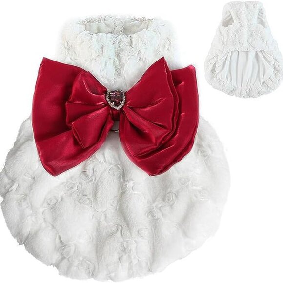 Small Dog Sweaters Dress for Dogs Girl,Faux Fur Cat Coat with Snap-on Closure fo - Picture 1 of 7